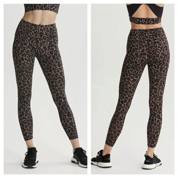 Varley Luna High Rise 7/8 Legging Compressive Yoga Tort Leopard Brown Women's XS - Picture 1 of 7